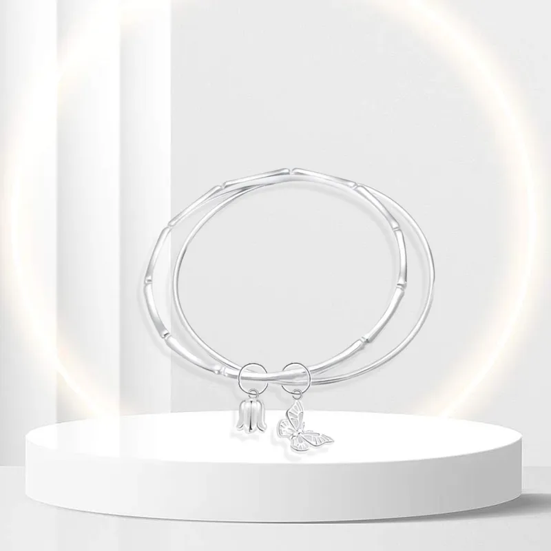 OSSINMI 999 Fine Silver Bangles Women's-5