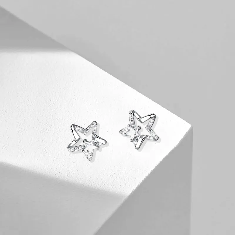 Muyan Alloy Sparkling Star Stud Earrings Women's-2