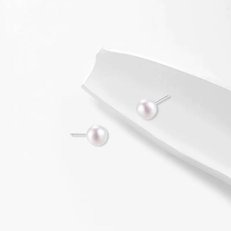 Muyan Faux Pearl Round Pearl Stud Earrings Women's-2