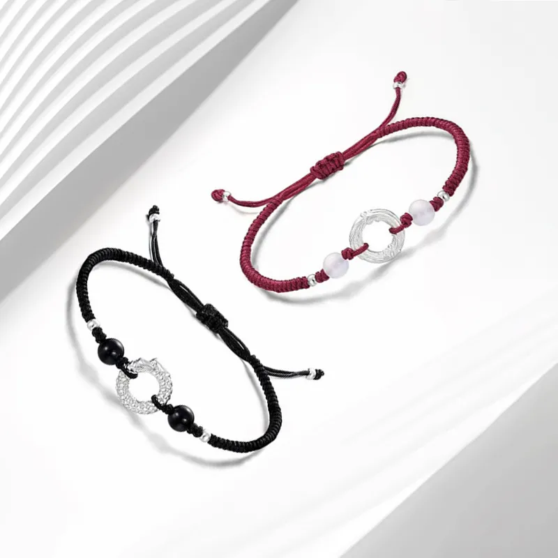 Muyan S999 Fine Silver Auspicious Dragon And Phoenix Bracelet Unisex-3