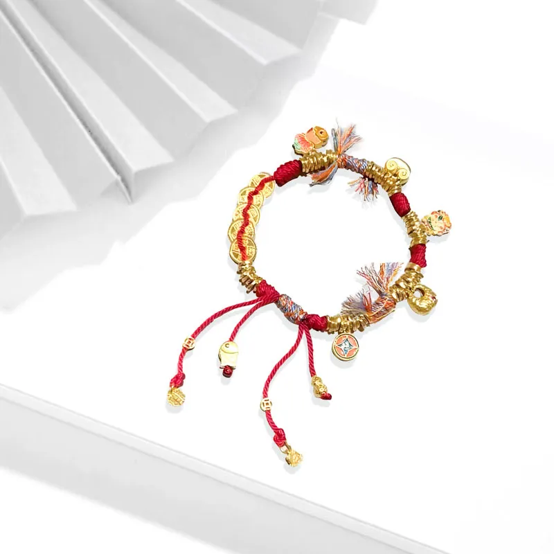 Muyan Alloy Coin Plate Wrap Bracelet Unisex-2