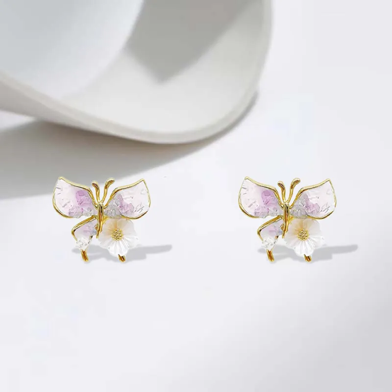 GIFU Zircon Stud Earrings Women's-3