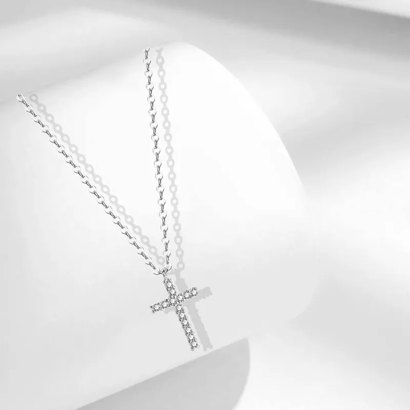 Muyan Alloy Sparkling Cross Necklace Unisex-2