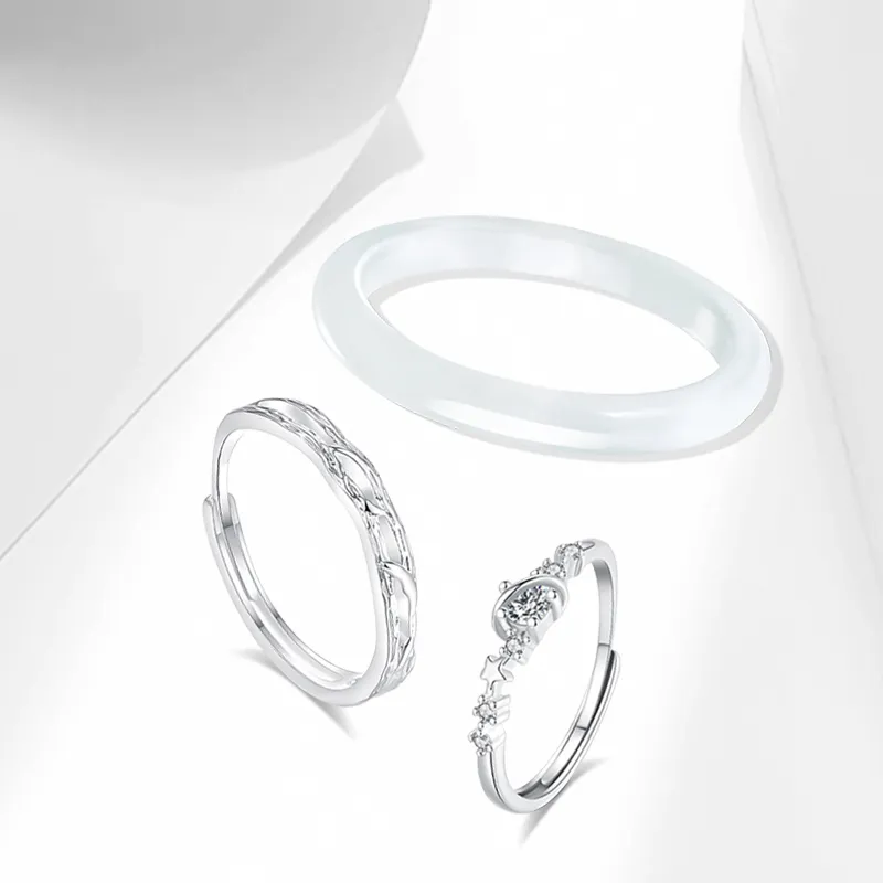Muyan Glass Cat Eye Rings Unisex-1