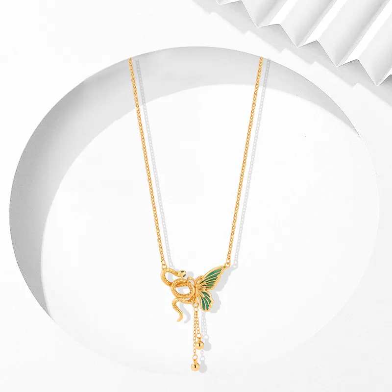 Muyan Alloy Serpent Butterfly Necklace Women's-2
