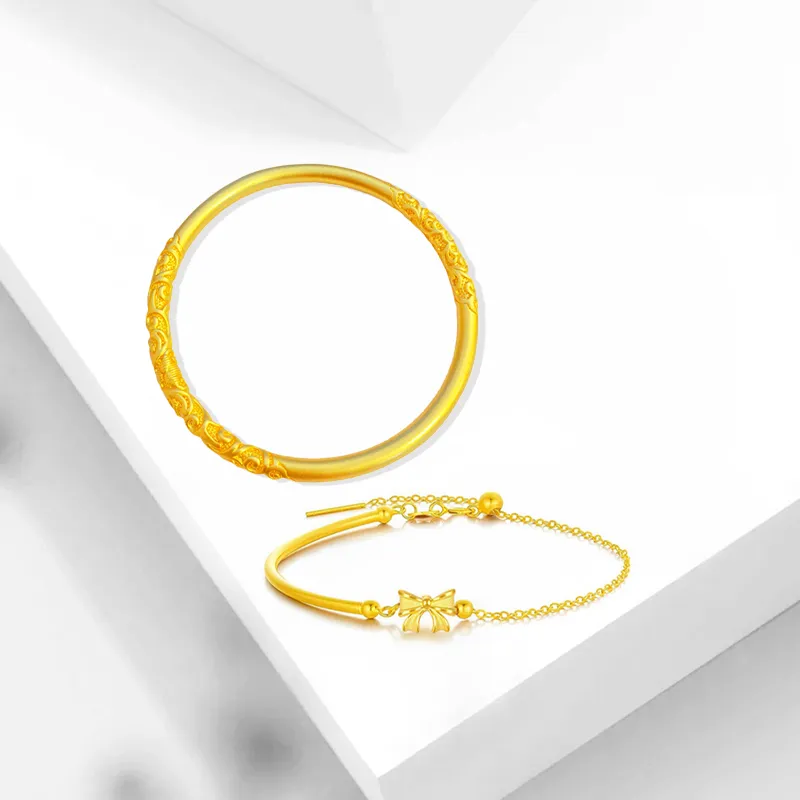 Muyan Alloy Mulberry Flower Bowknot Bangle Set Women's-2