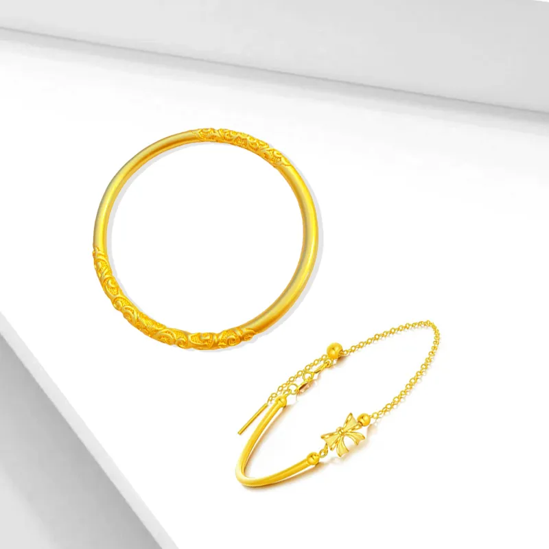 Muyan Alloy Mulberry Flower Bowknot Bangle Set Women's-1