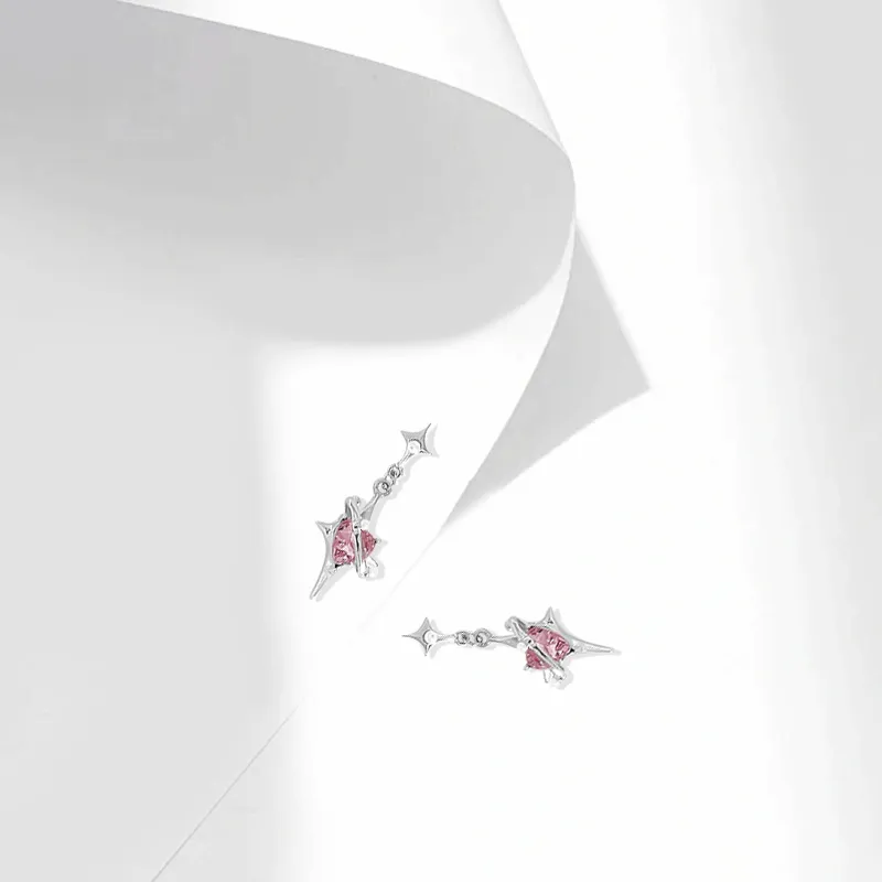 Muyan Alloy Heart Planet Hoop Earrings Women's-1