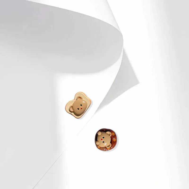 Muyan Alloy Bear Toast Stud Earrings Women's-2