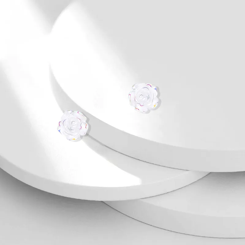 Muyan Alloy Iridescent Camellia Stud Earrings Women's-2