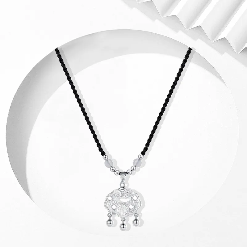 Muyan Alloy Peace Lock Necklace Unisex-2
