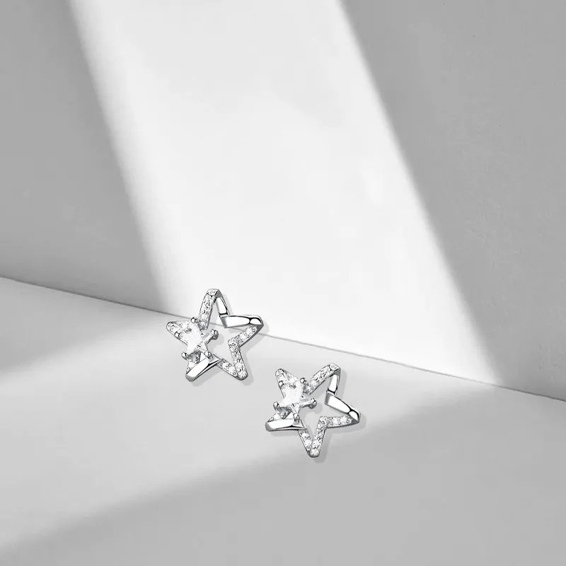 Muyan Alloy Sparkling Star Stud Earrings Women's-1