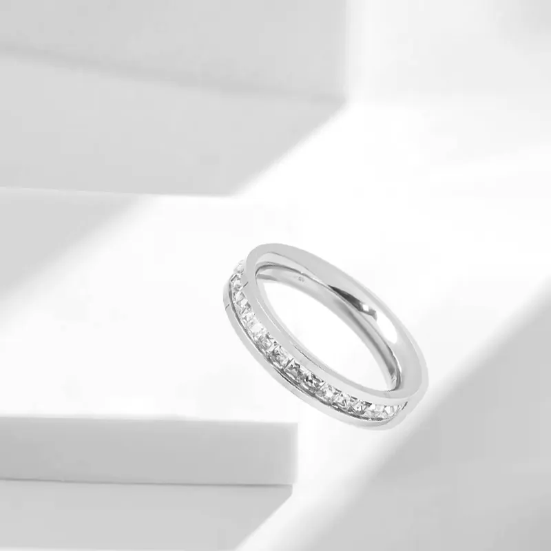 Muyan Titanium Steel Sparkling Single Breasted Ring Unisex-2