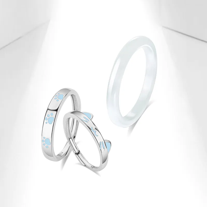 Muyan Glass Cat Eye Rings Unisex-2
