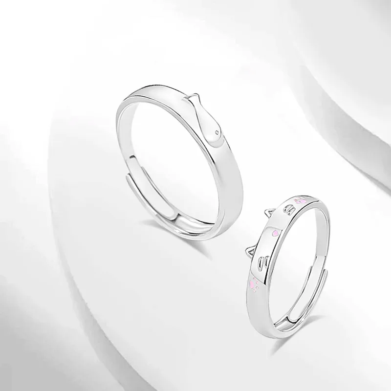 Muyan Alloy Cat And Fish Ring Unisex-1