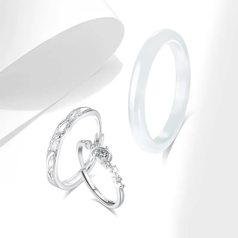 Muyan Glass Cat Eye Rings Unisex-2