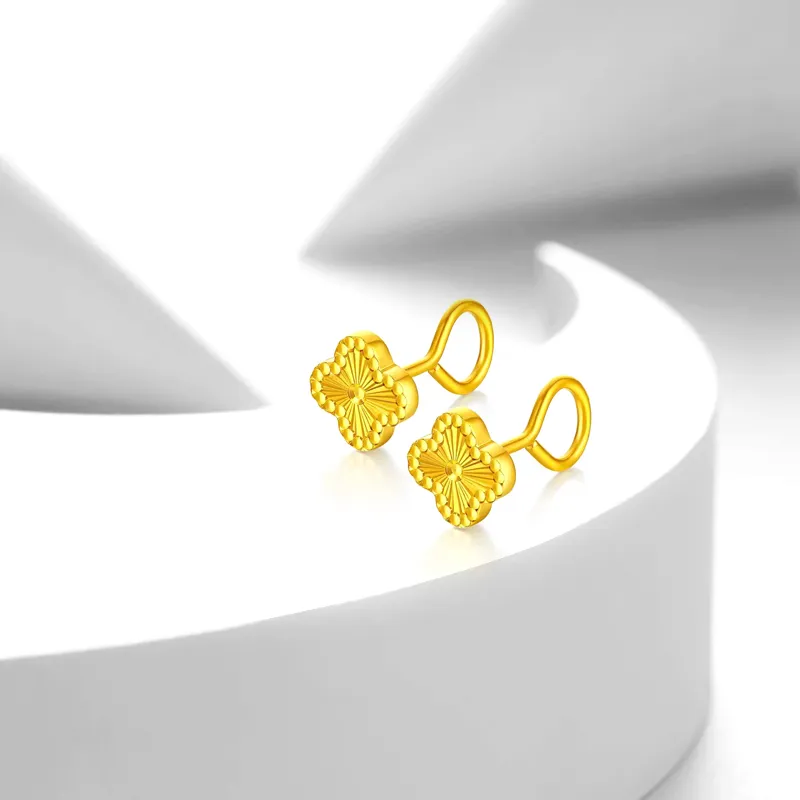 Muyan Alloy Lucky Four Leaf Clover Stud Earrings Women's-1