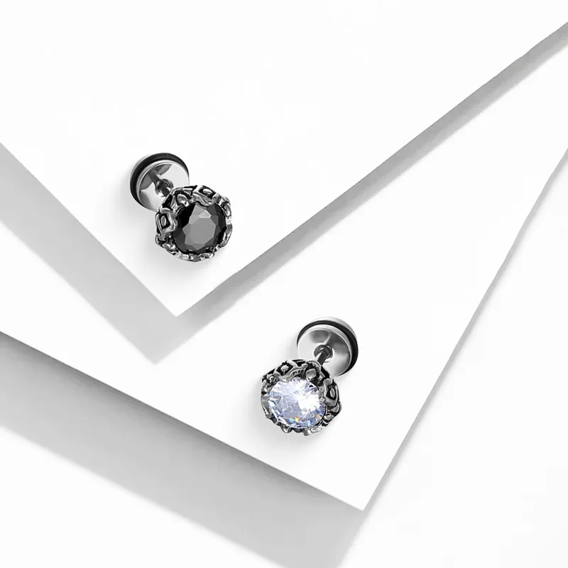 Muyan Titanium Steel Crown Stud Earrings Women's-6