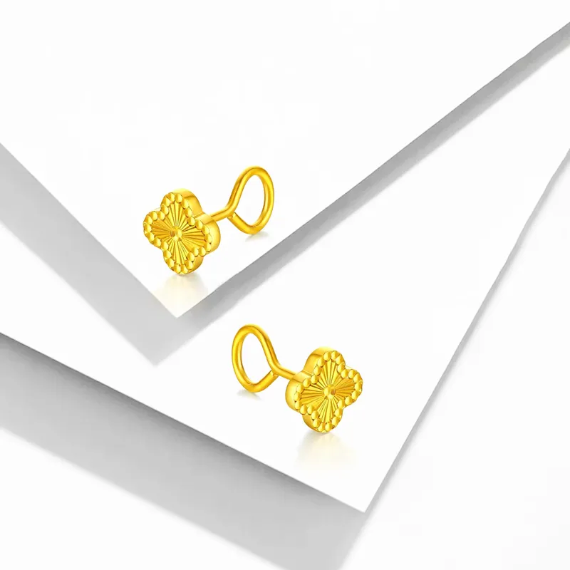 Muyan Alloy Lucky Four Leaf Clover Stud Earrings Women's-2
