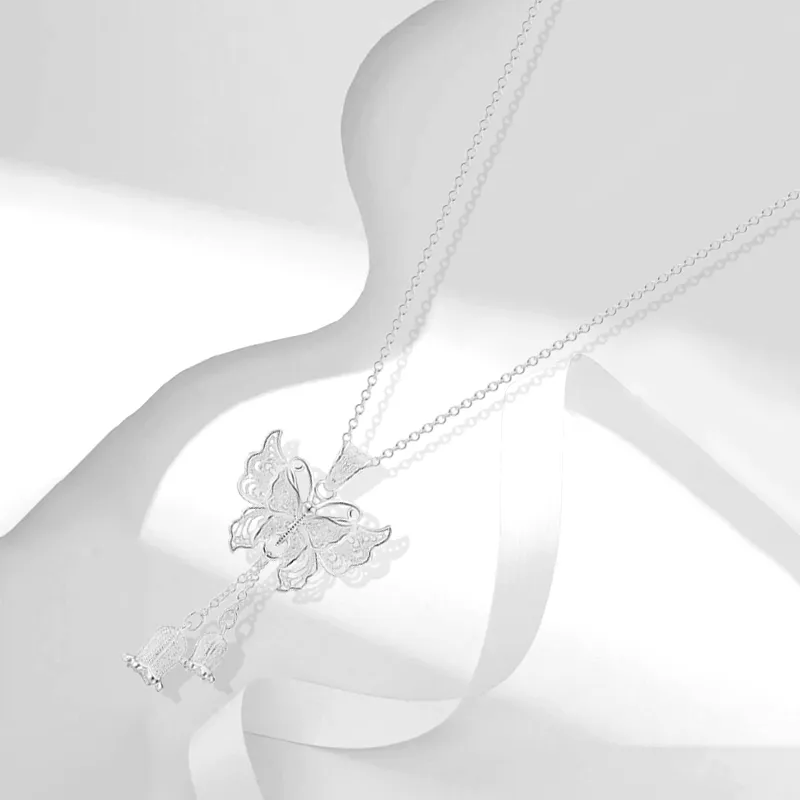 Muyan S999 Fine Silver Sterling Silver Necklaces Women's-2