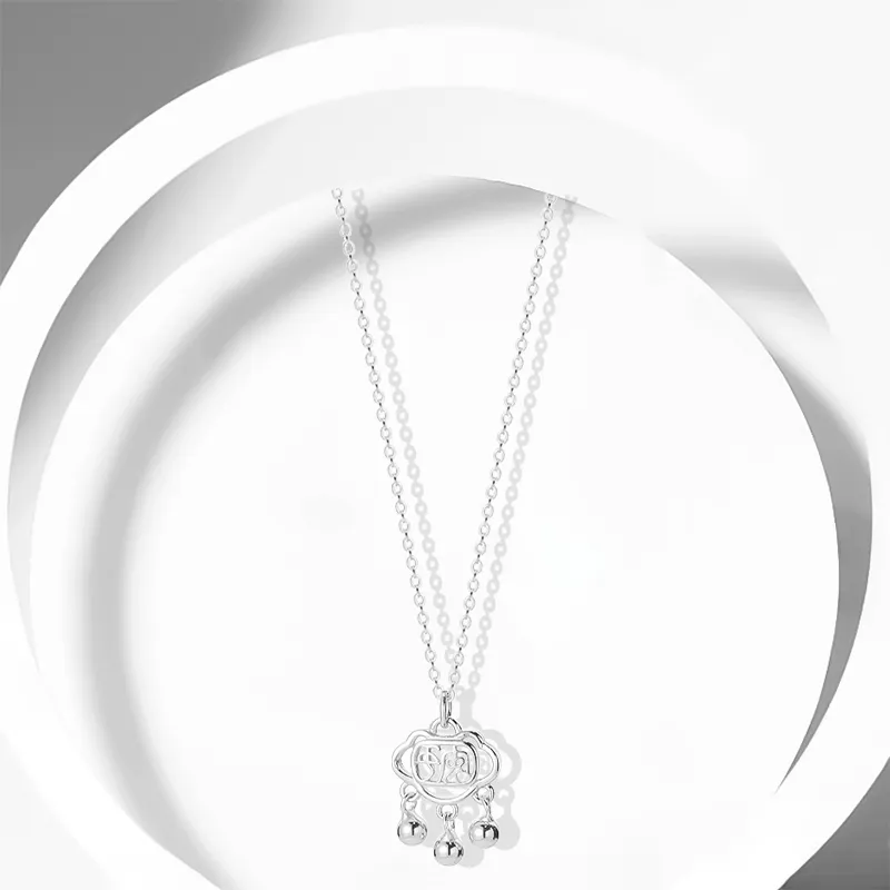 Muyan S999 Fine Silver Peace Lock Necklace Women's-2