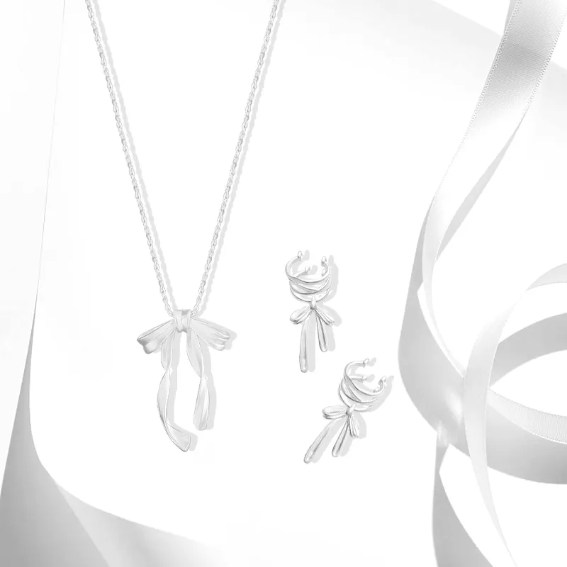 Muyan Alloy Ribbon Bowknot Necklace Set Women's-3