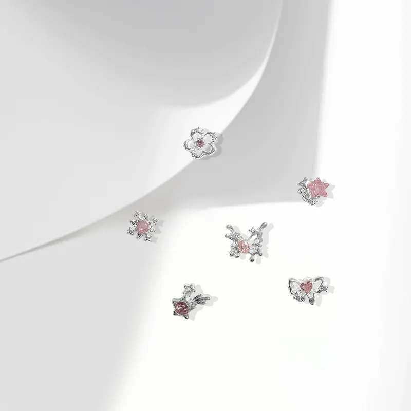 Muyan Alloy Butterfly Heart Stud Earrings Set Women's-2