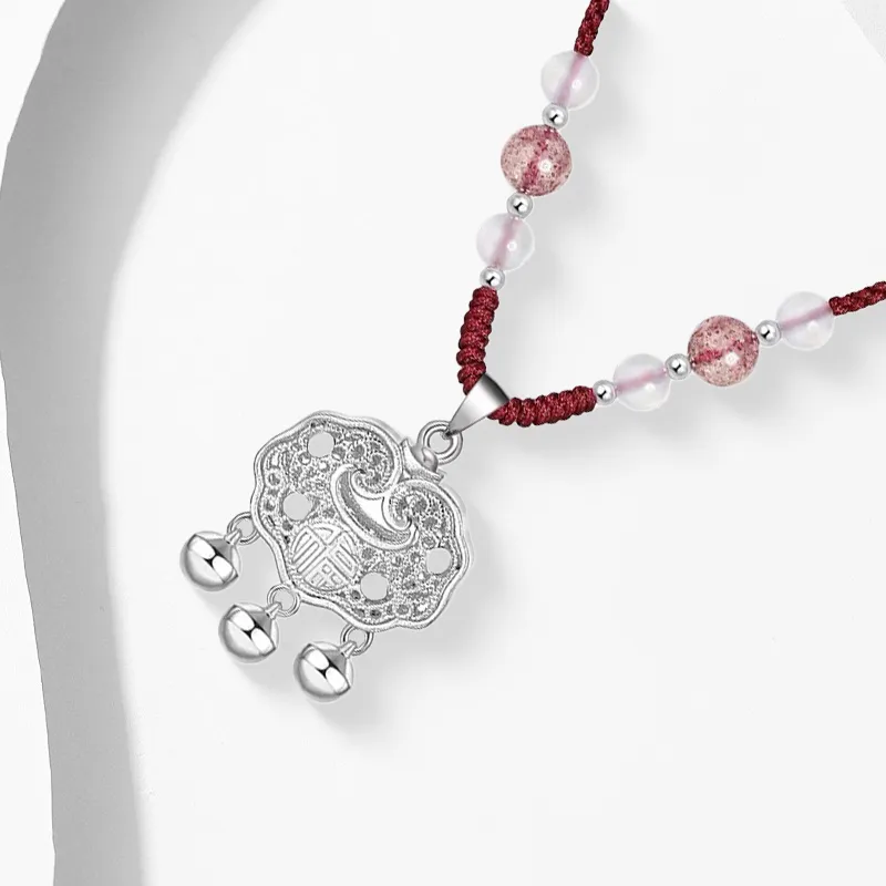Muyan Alloy Peace Lock Auspicious Necklace Unisex-2