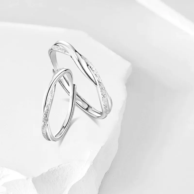Muyan S999 Fine Silver Interwoven Love Ring Unisex-1