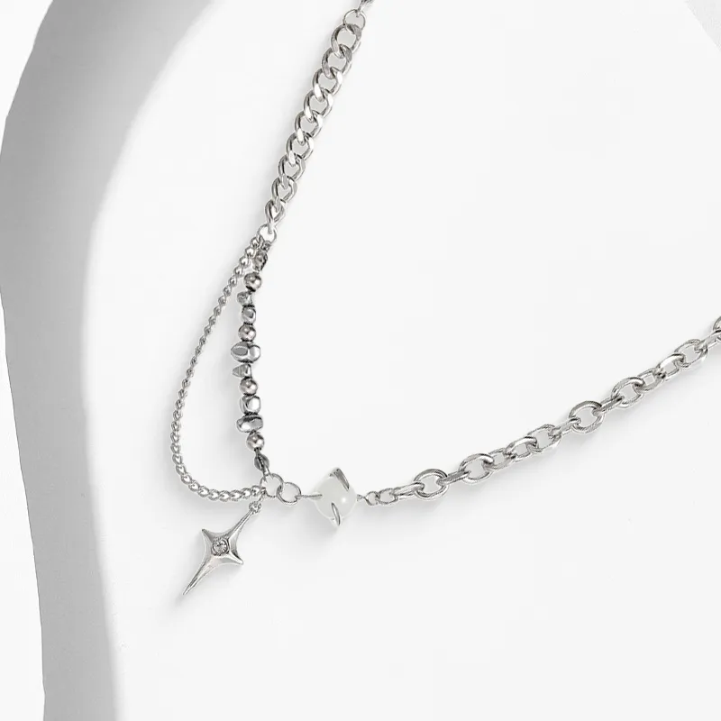 Muyan Titanium Steel Fragmented Stone Sparkle Necklace Unisex-1