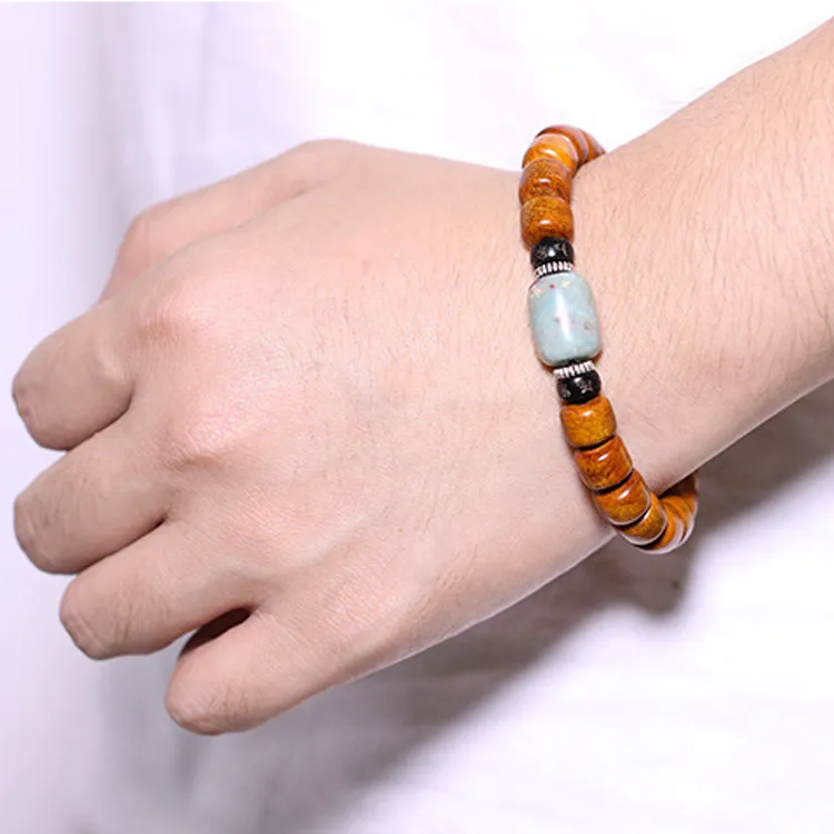 Muyan Cow Bone Consumption Six Character Admonition True Word Beaded Bracelet Unisex-2