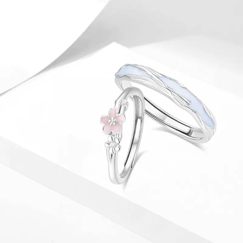 Muyan Alloy Falling Cherry Blossom Intertwined Branch Ring Unisex-1