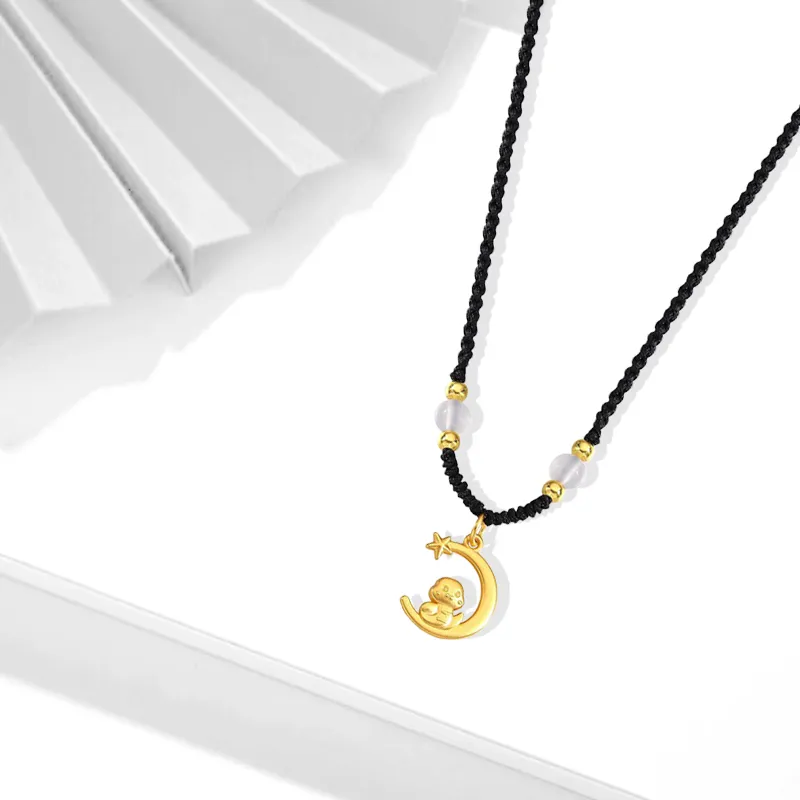 Muyan Alloy Moon Snake Necklace Women's-1