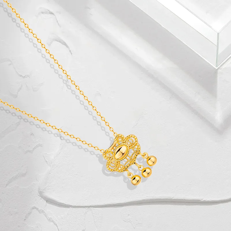Muyan Alloy Filigree Peace Lock Necklace Women's-1