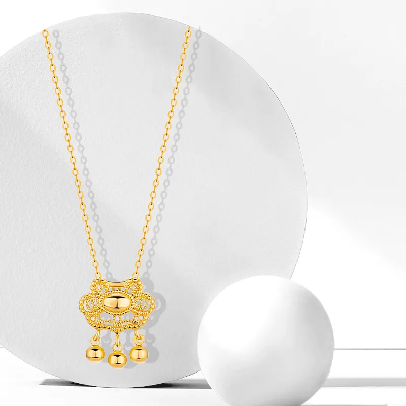 Muyan Alloy Filigree Peace Lock Necklace Women's-2