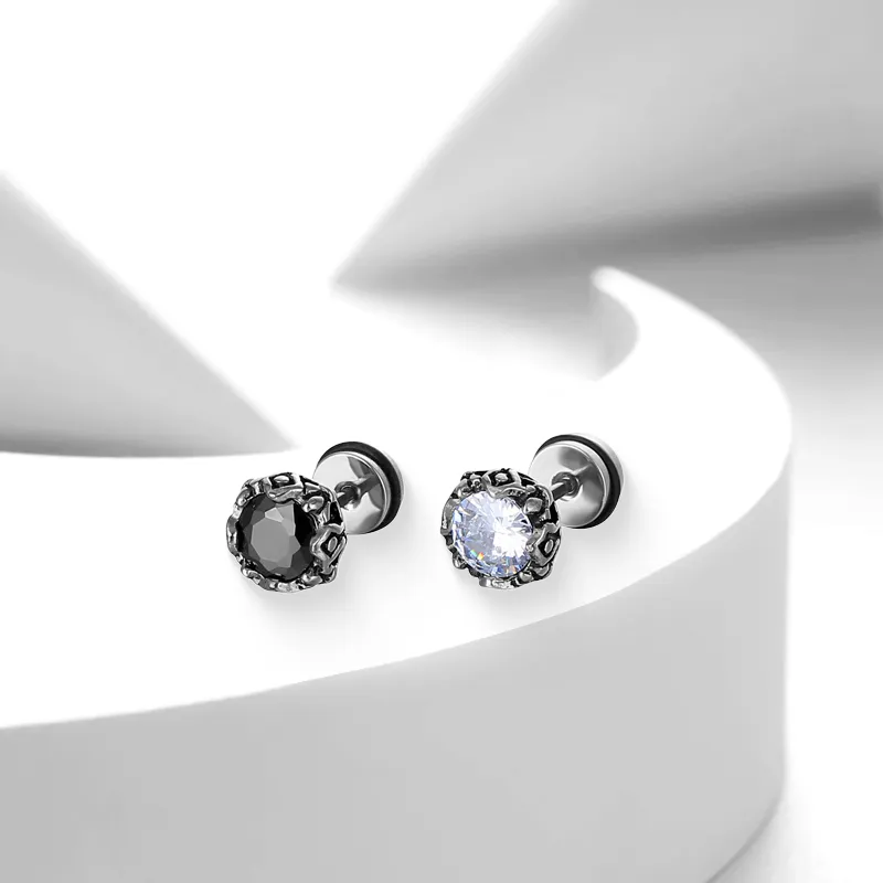 Muyan Titanium Steel Crown Stud Earrings Women's-5
