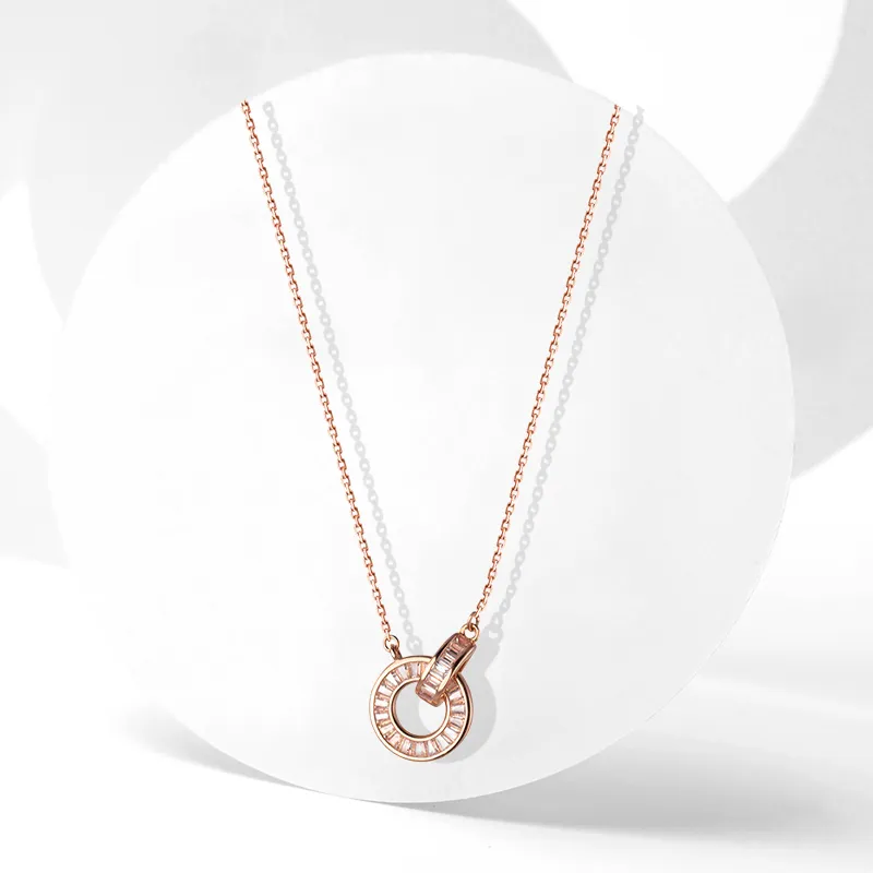 Muyan Alloy Roman Circle Necklace Women's-2