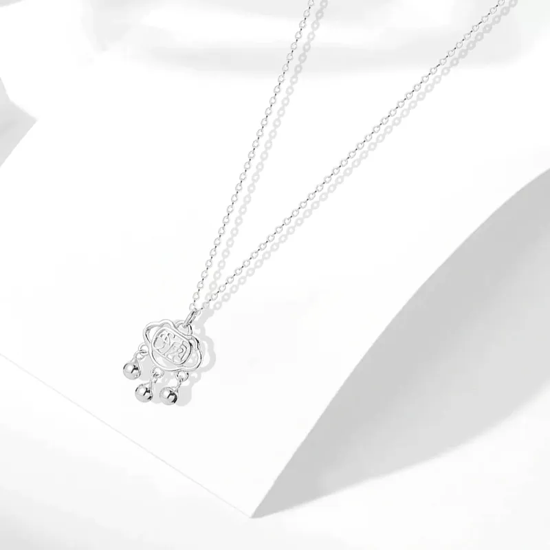 Muyan S999 Fine Silver Peace Lock Necklace Women's-1