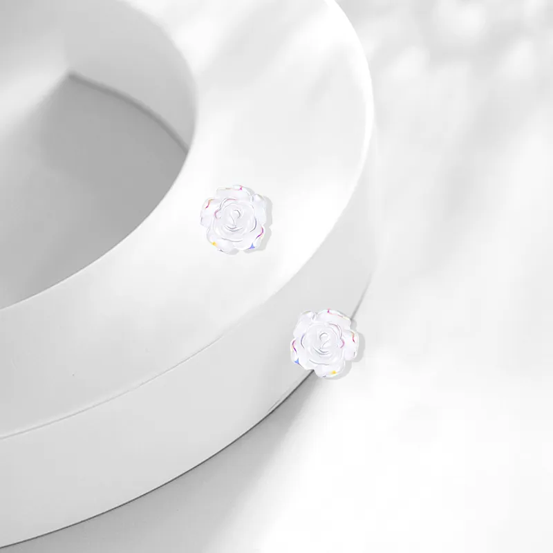 Muyan Alloy Iridescent Camellia Stud Earrings Women's-1