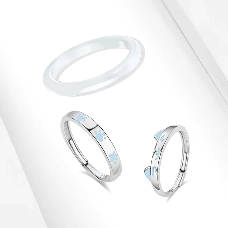 Muyan Glass Cat Eye Rings Unisex-1