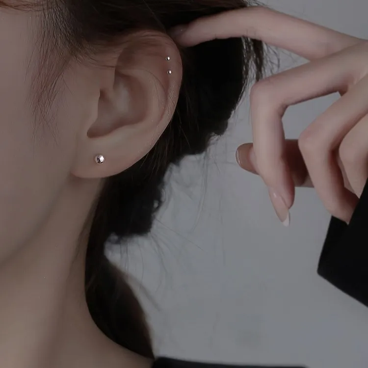 HMZ Sterling Silver Stud Earrings Unisex-2