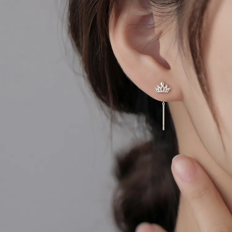 HMZ Sterling Silver Drop Earrings Women's-3