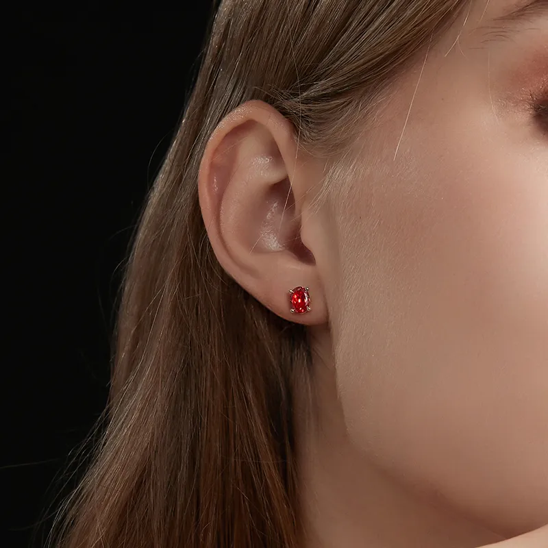 HMZ S925 Silver Stud Stud Earrings Women's-3