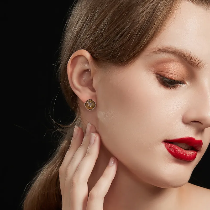 HMZ S925 Silver Stud Stud Earrings Women's-3