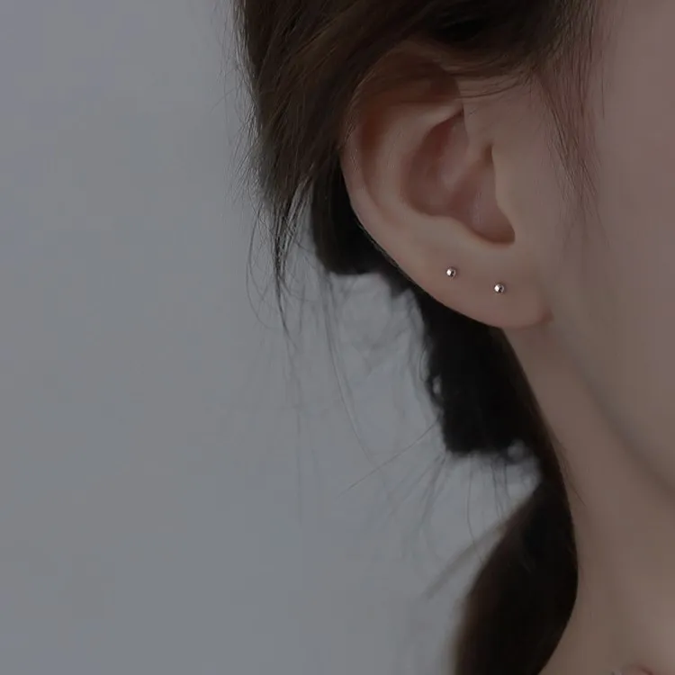 HMZ Sterling Silver Stud Earrings Unisex-1