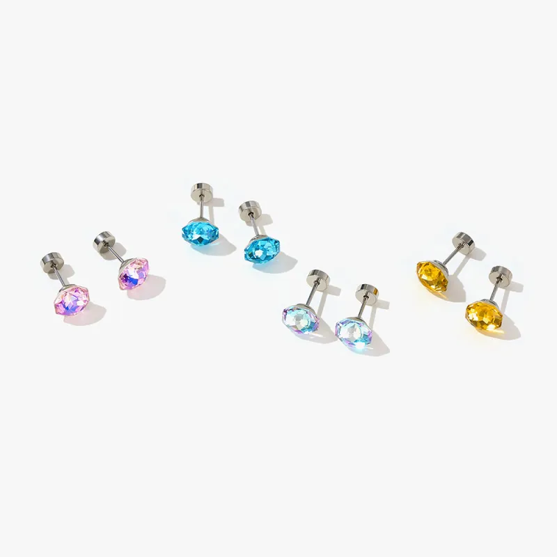 HMZ Titanium Steel Stud Earrings Women's-5