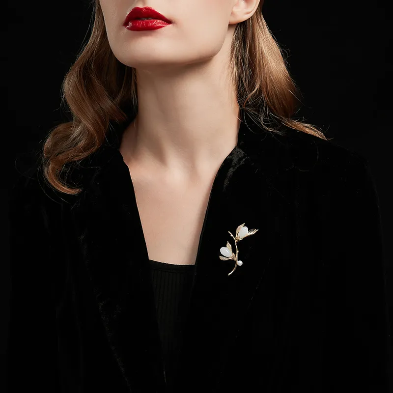 HMZ Freshwater Pearl Brooches Women's-2