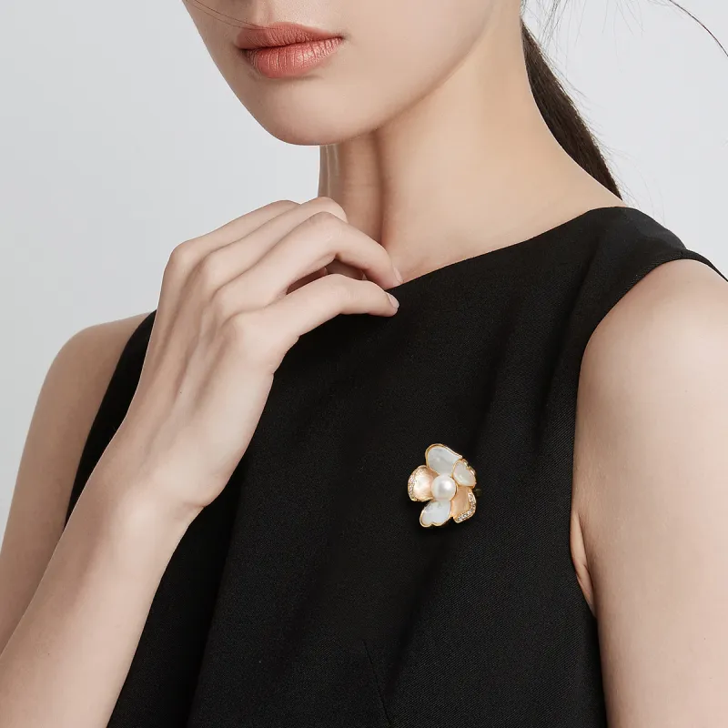 HMZ Faux Pearl Brooches Women's-2