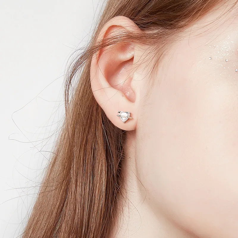 HMZ Sterling Silver Stud Earrings Women's-3