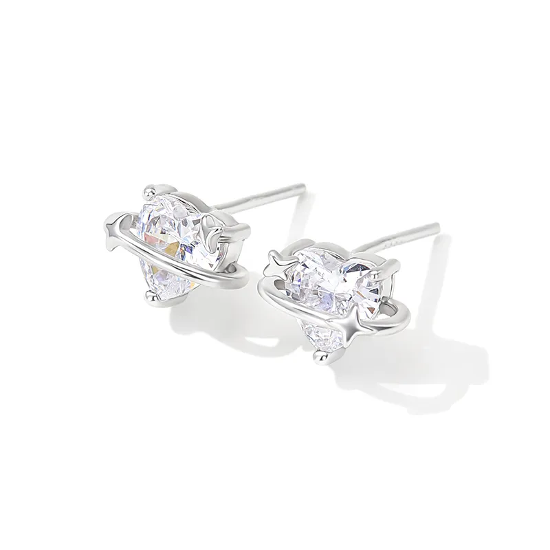 HMZ Sterling Silver Stud Earrings Women's-4